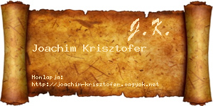 Joachim Krisztofer névjegykártya